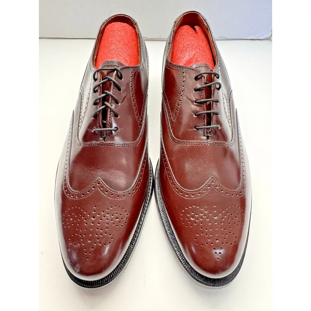 Bostonian Mens 9.5 C/A Made In‎ The USA Leather Wingtip Oxfords Oxblood Color